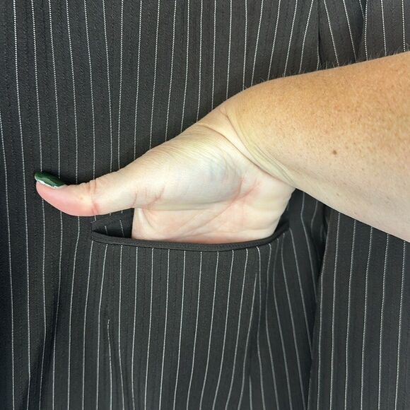 Requirements Dark Brown and White Pinstripe Blazer Size 10 - Picture 2 of 6